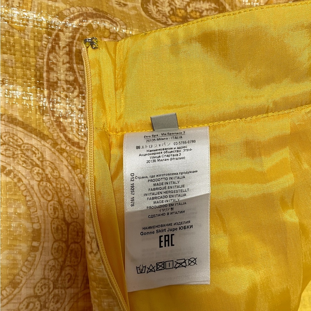 Etro Coated Yellow Paisley Mini Skirt - Picture 9 of 9